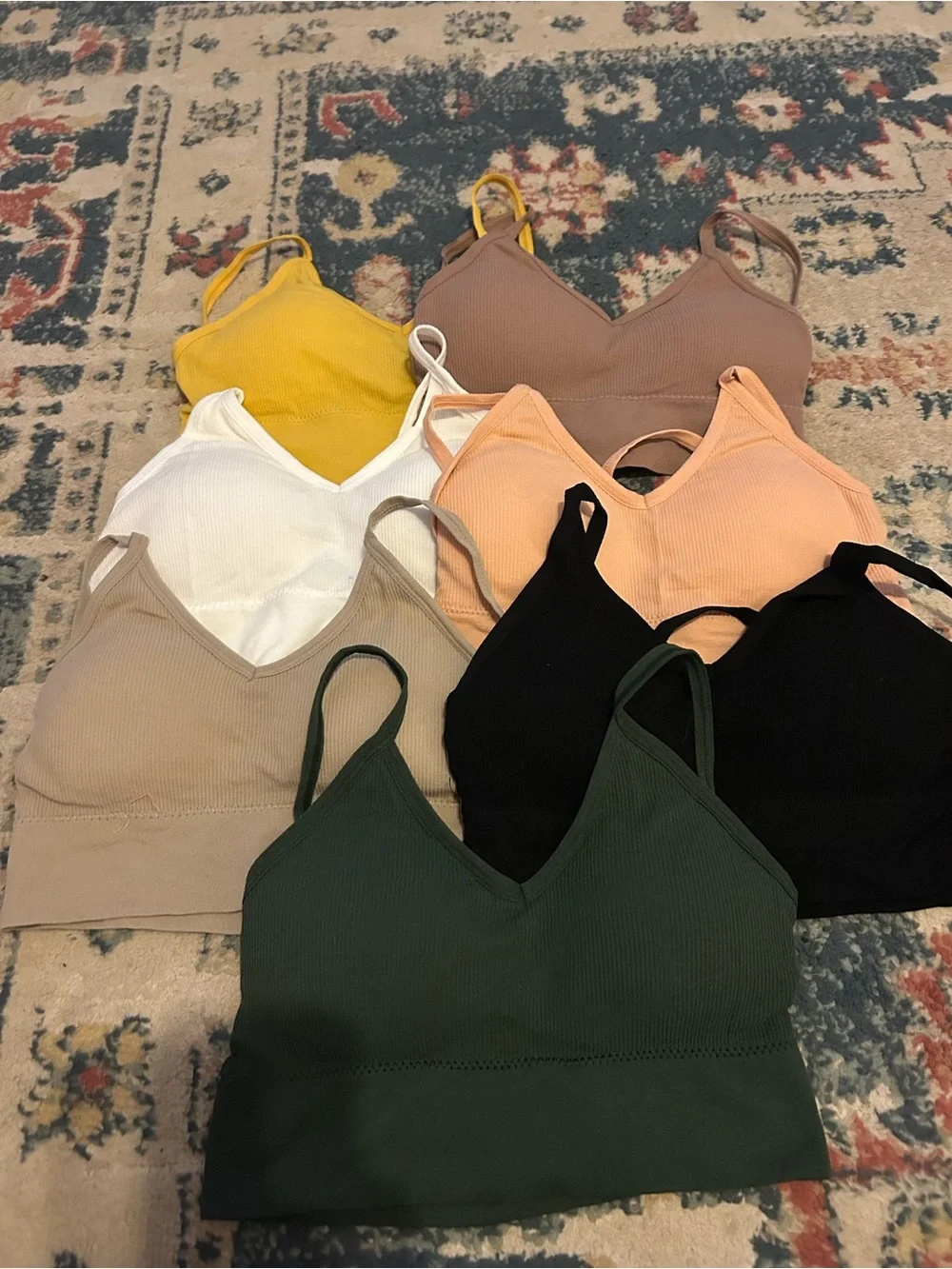 Seamless Ribbed V-Neck Bralette - Multiple Colors
